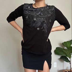 Y2k paisley print with rhinestone shirt